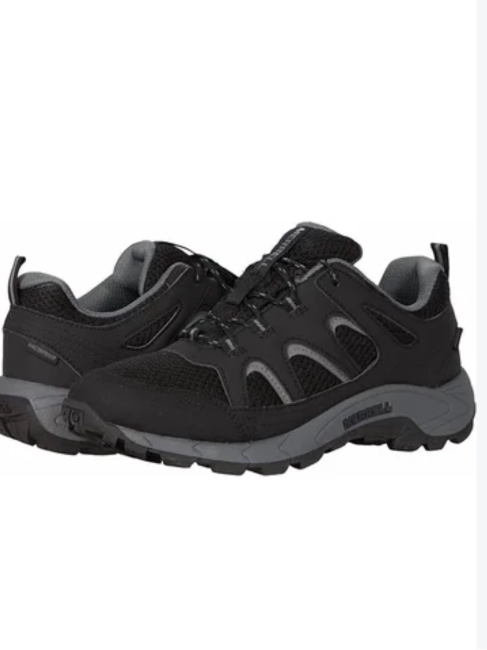 Merrell Oakcreek Low Lace Waterproof Hiking Black Shoes black grey size 6